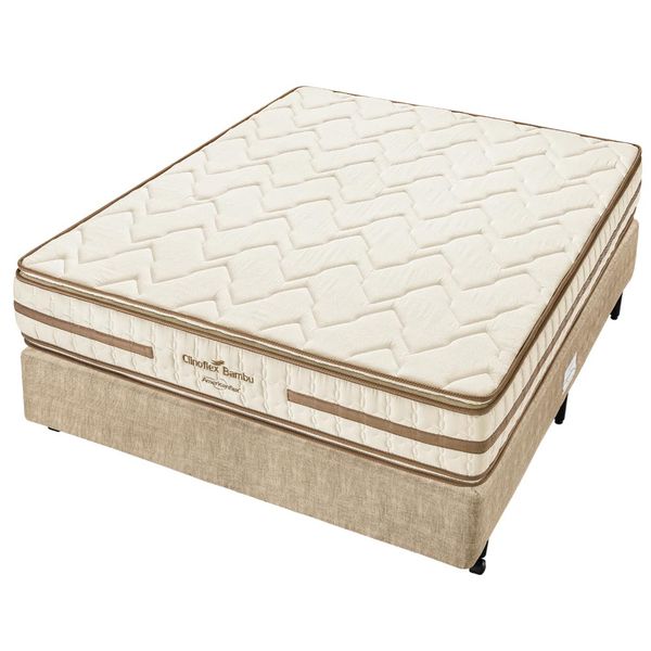 Cama-Box-para-Casal-com-Colchao-de-Espuma-D33-Americanflex-Clinoflex-Bambu-138-x-188-x-65-cm